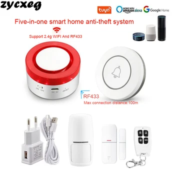 

WiFi Wireless Siren Home security Smart Siren 433mhz alarm PIR Tuya Compatible with Alexa/Google Home