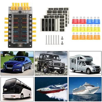 

Areyourshop 12 Way Blade Fuse Holder Removable Negative Electrode For Car Boat Marine Bus