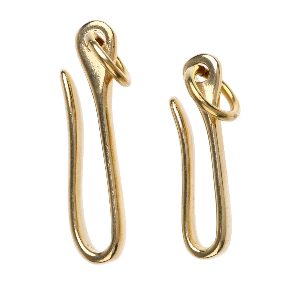 2pc/set Vintage Brass Keychain Key Ring Belt Fish U Hook Wallet Chain Fob Clip DIY