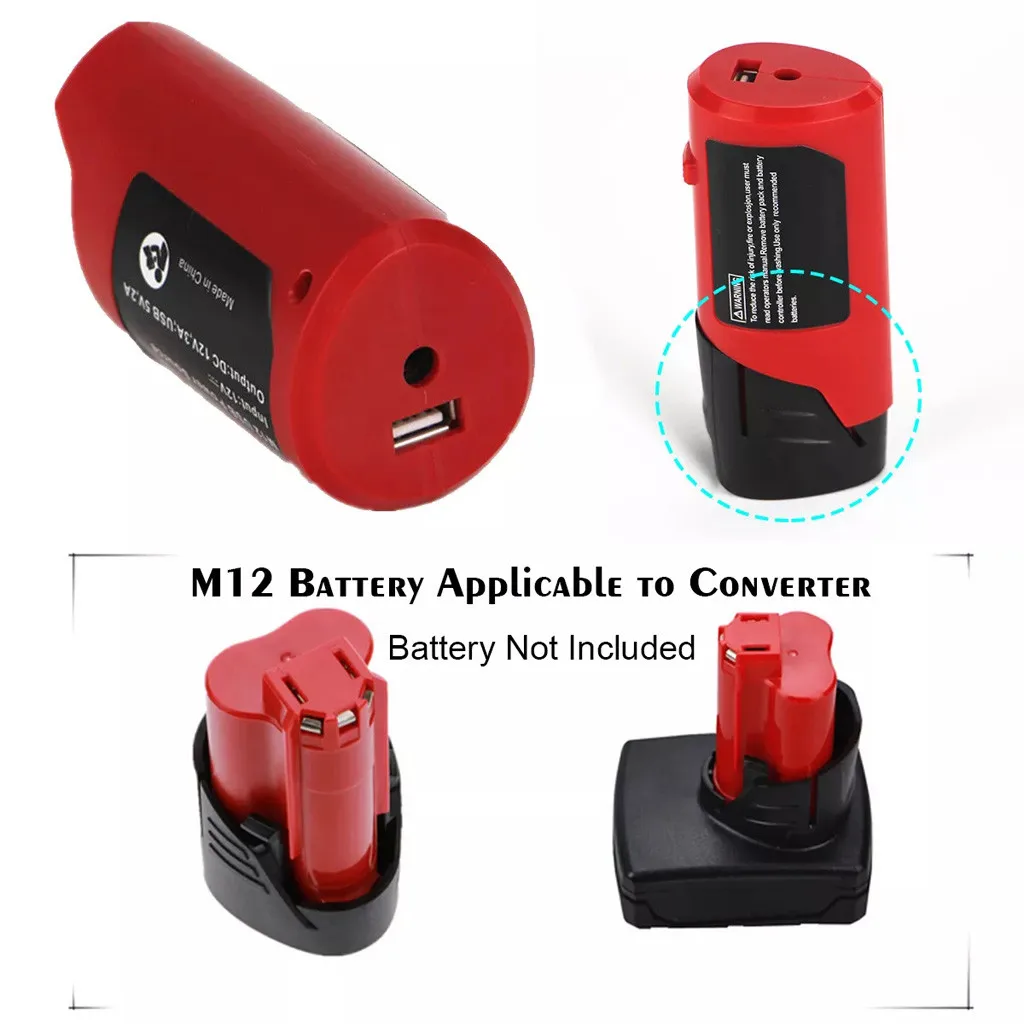 USB аккумулятор конвертер для Milwaukee 49-24-2310 48-59-1201 M12 батарея USB зарядное устройство адаптер источник питания YL20