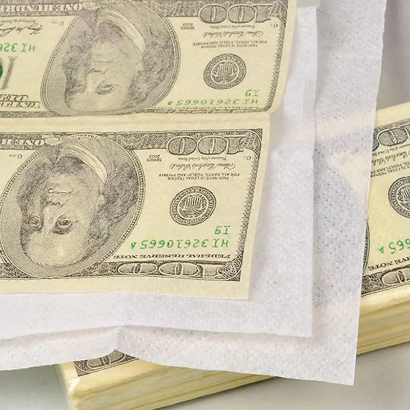 Toilet Paper 10Pcs Creative Funny 100 Dollars Money Printed Paper Napkins Thick 3 Layers Toilet Bath Pocket Tissue Paper Party Supplies