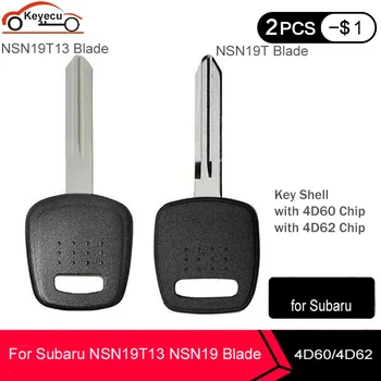 

KEYECU Transponder Key Remote Car Key Shell Cover Case No Chip / 4D60 / 4D62 Chip For Subaru NSN19T13 / NSN19 Blade