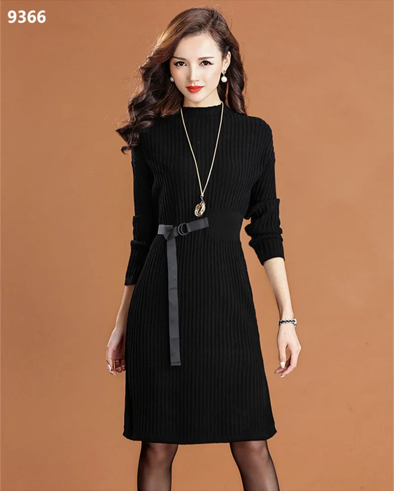 

2020 Winter Women Knitted Dresses Large Sizes Slim Cashmere Bodycon Dress Elegant Women's Clothing Vestidos WXF525