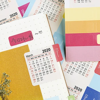

2020 Calendar Stickers Index Bookmark Planner Bullet Journal Accessories Decorative Stickers Label Calendar Stationery 2pcs