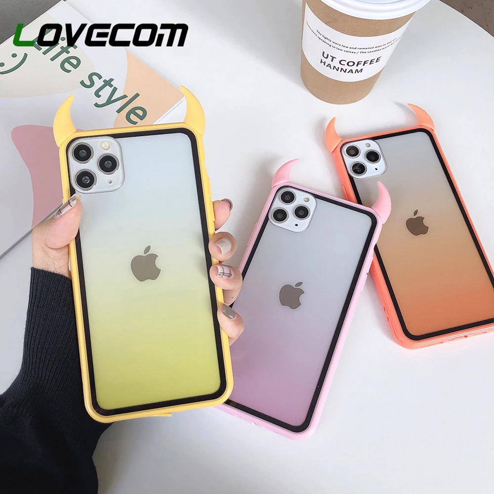 Милый чехол LOVECOM с дьявольским рогом для телефона iPhone 12 11 Pro Max Mini XR X XS 6S 7 8 Plus мягкая