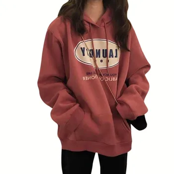 

Ladies Winter Autumn Fashion Long Sleeve Cute Letter Print Casual Loose Hooded Simple Comfy Sweatshirts