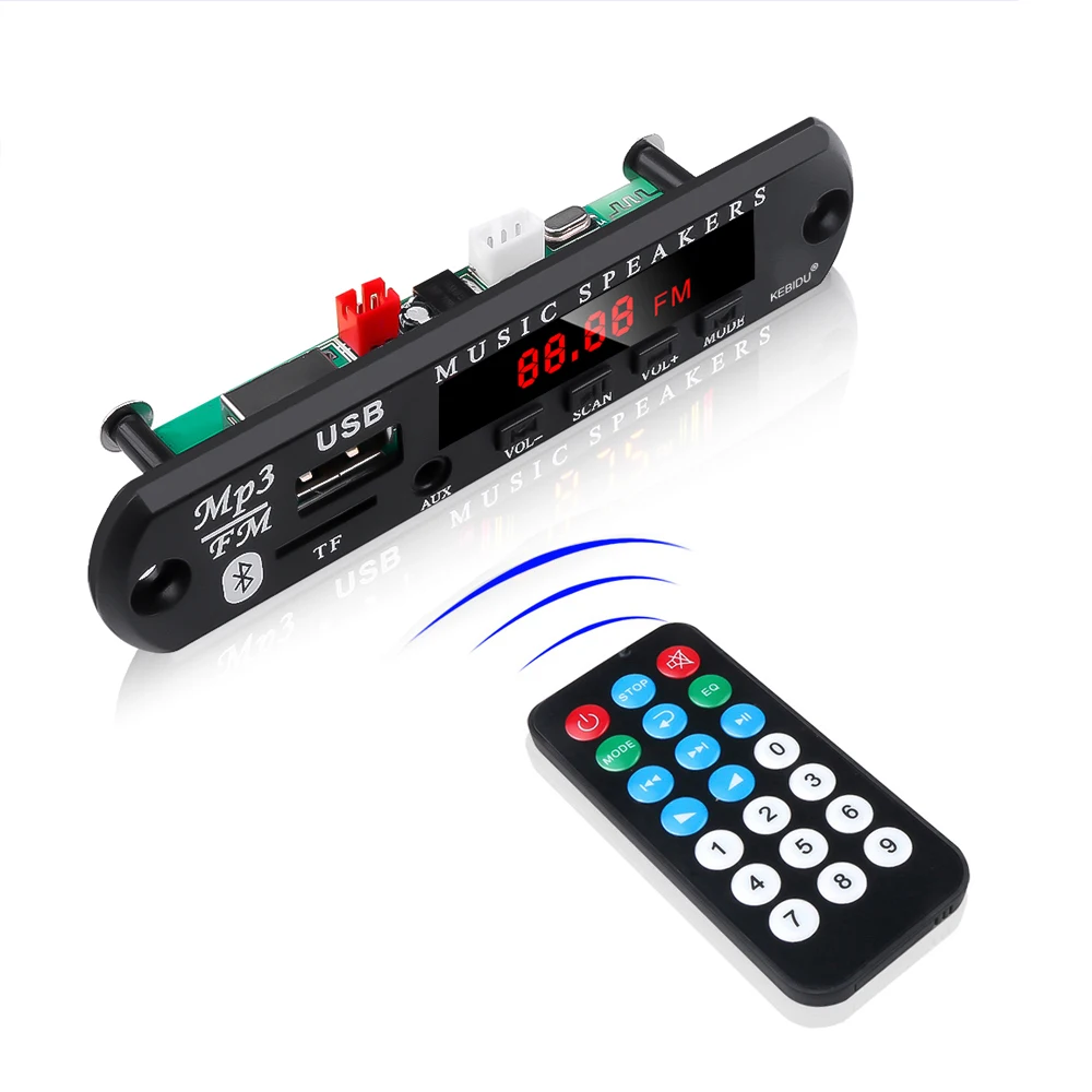 kebidu Handfree Wireless Bluetooth 5.0 Decoder Board 5.0 DC 9V 12V MP3 WMA Audio Module USB TF Radio 