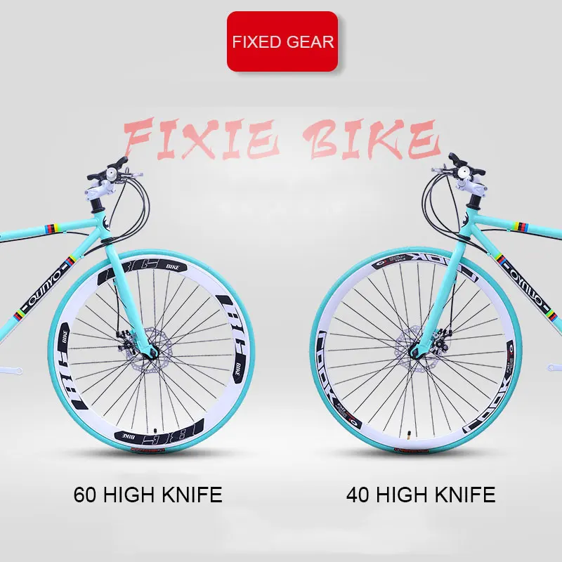 Excellent Bicycle Fixed Gear Bicycle 24 Speed 40 Knife Double Disc Brakes Men and Women Adult Bicycle Road Racing 2