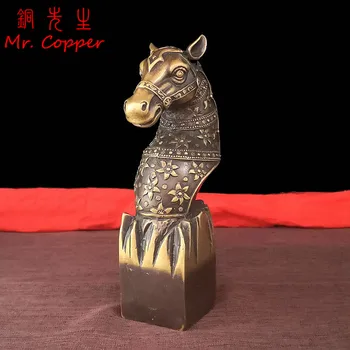 

17.5CM Antique Bronze Horse Head Statue Home Decorations Copper Zodiac Horse European Style Furnishings Office Decors Ornaments