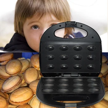 

220V Electric Walnut Cake Maker Automatic Mini Nut Waffle Bread Machine Sandwich Iron Toaster Baking Breakfast Pan Oven EU plug