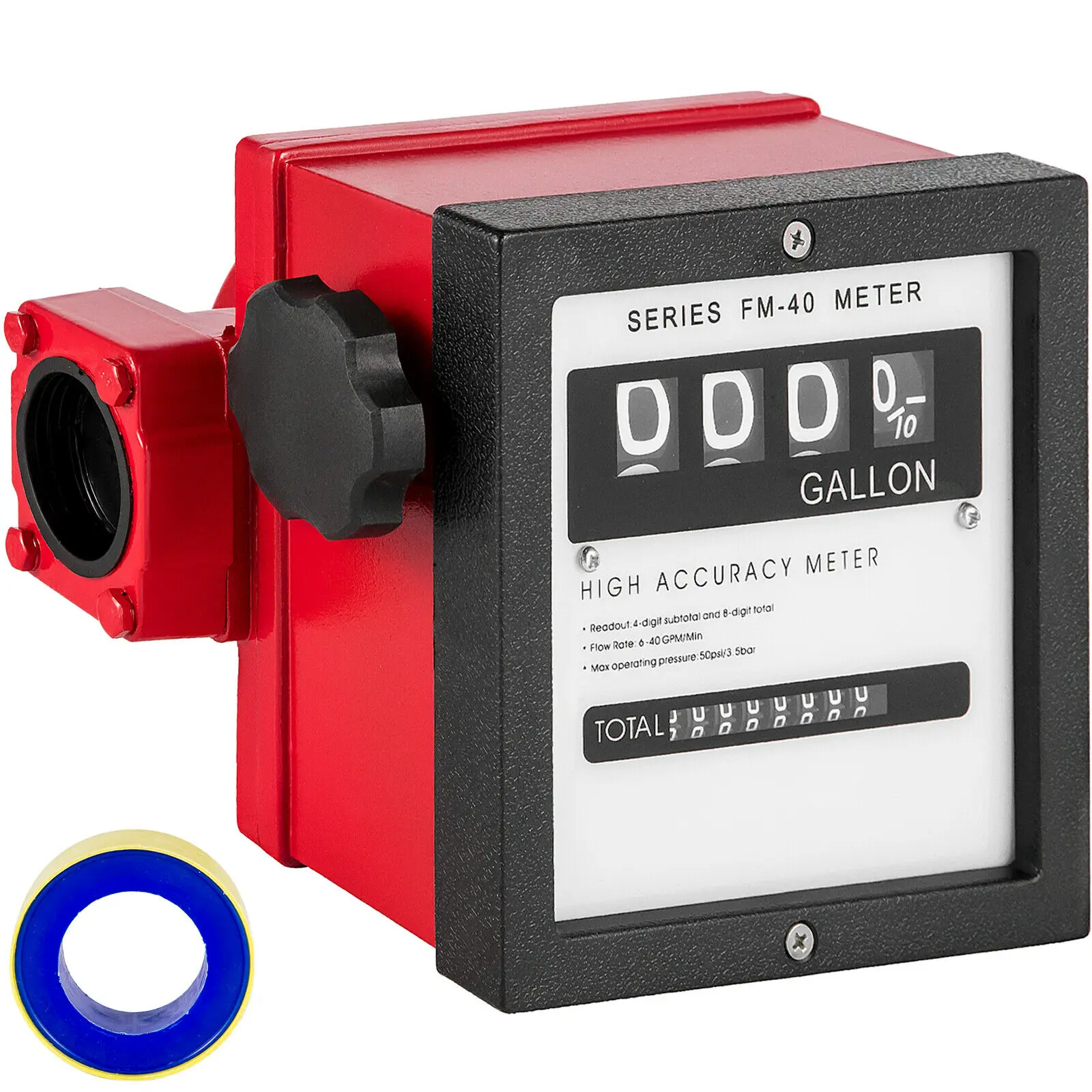 VEVOR 1” Mechanical Fuel Meter 10-20 GPM 3-Digital Fuel Transfer Meter ±1% 