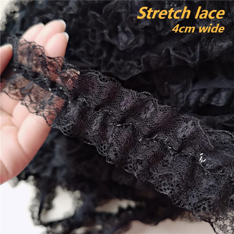 DIY Bra Ribbon Underwear Wedding Doll Skirt Belt Trim Sewing Accessories Double Layer Pleated Stretch Lace