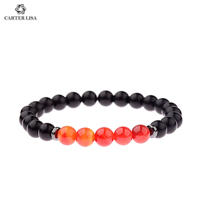 CARTER LISA Charm мужские натуральные черные матовые бусы из камня браслеты ручной