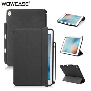 WOWCASE for iPad Pro 9.7 Case Apple Pencil Holder Case Twill PU Leather Protector Slim Smart Back Cover for iPad Pro 9.7" Coque