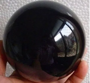 YM 328 80MM+stand- Natural Black Obsidian Sphere Large Crystal Ball Healing Stone