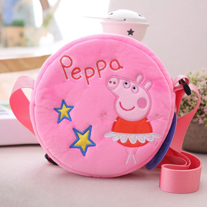 HG Peppa Pig 7 видов плюшевых сумок, Оригинальные Плюшевые игрушки Peppa/Джордж, Круглый Карманный кошелек, сумка на плечо/сумка через плечо, подарок для детей - Цвет: Dance Pink