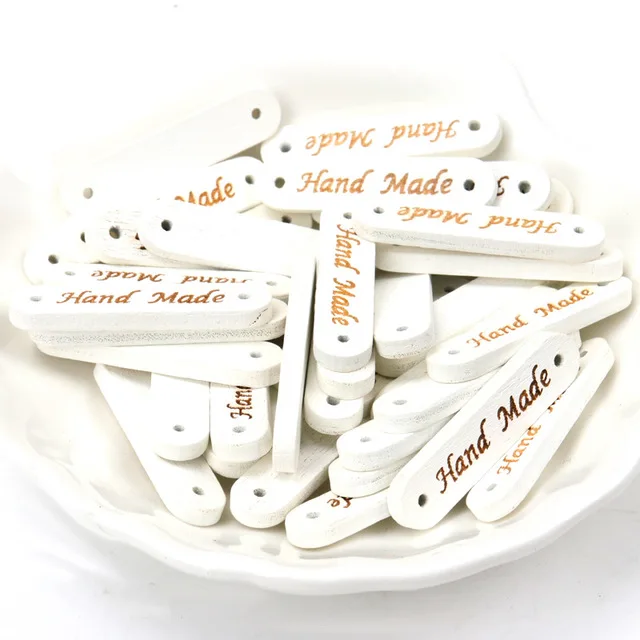 13. white 8X35mm Деревянные смешанные цвета слово бренд овальной квадратной формы пуговицы 2 отверстия ручной работы одежда пошив скрапбукинга поделки аксессуары DIY 20шт - Цвет: 13. white 8X35mm