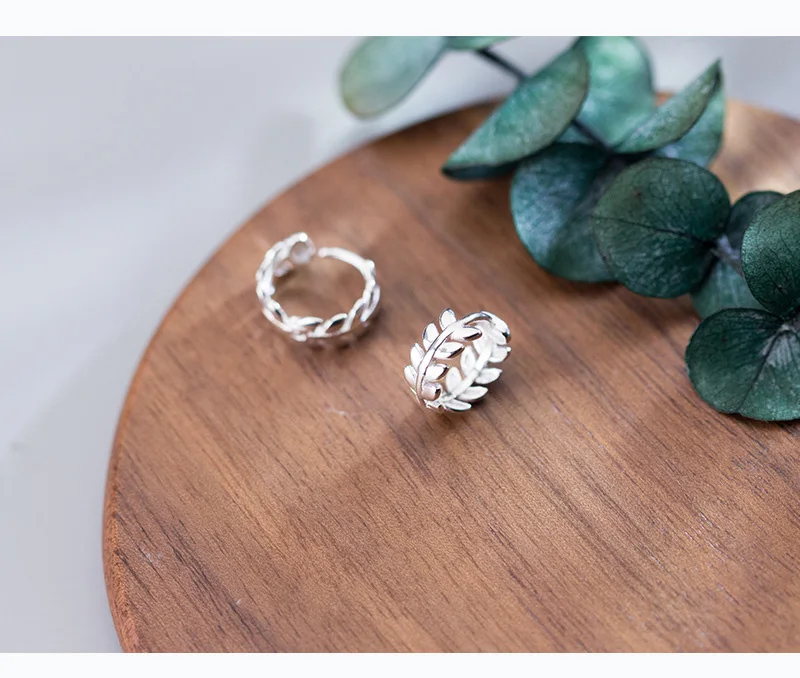 Trusta Настоящее 925 пробы серебряные серьги для женщин растительный лист маленькая серьга-кольцо Свадебные серьги Модные ювелирные изделия подарок DT82