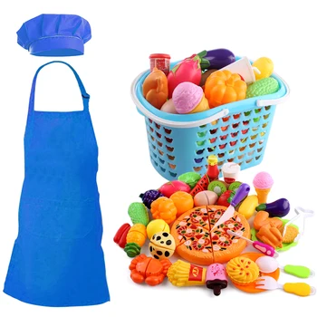 

42pcs Child Play House Sets Plastic Cooking Toy Chef Clothing Apron with Hat Kits Pretend and Play Game Early Educational Toy