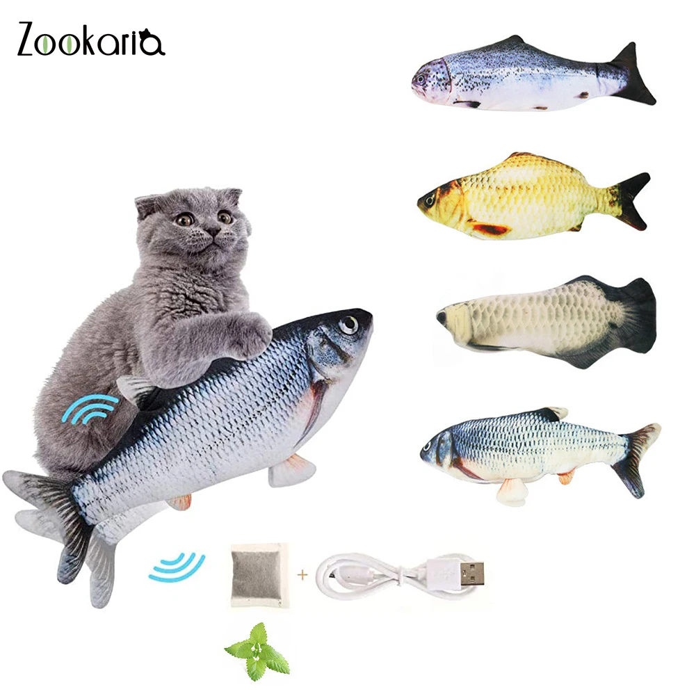 Moving Fish Cat Toy Electronic Flopping Cat Kicker Fish Toy Catnip Fish Toys for Cats