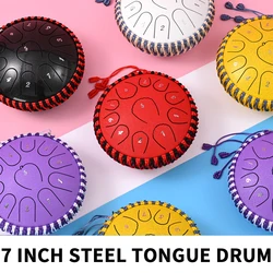 Steel Tongue Drum 7 Inch 11 Tones B Key Tamborine Tank Drums Percussion Musical Instruments Meditation Christmas Gift