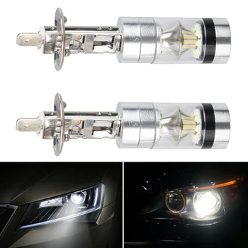 

2pcs LED Headlight Parts H1 100W 12-24V Projector Driving DRL Replacement