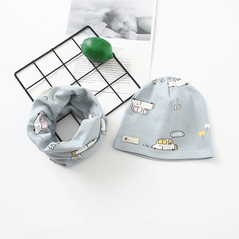 Новая зимняя детская шапочка в полоску с рисунком, 3 размера, шарф, комплект из двух предметов теплая зимняя шапка для мальчиков и девочек, костюм с воротником и шапочкой - Цвет: 55