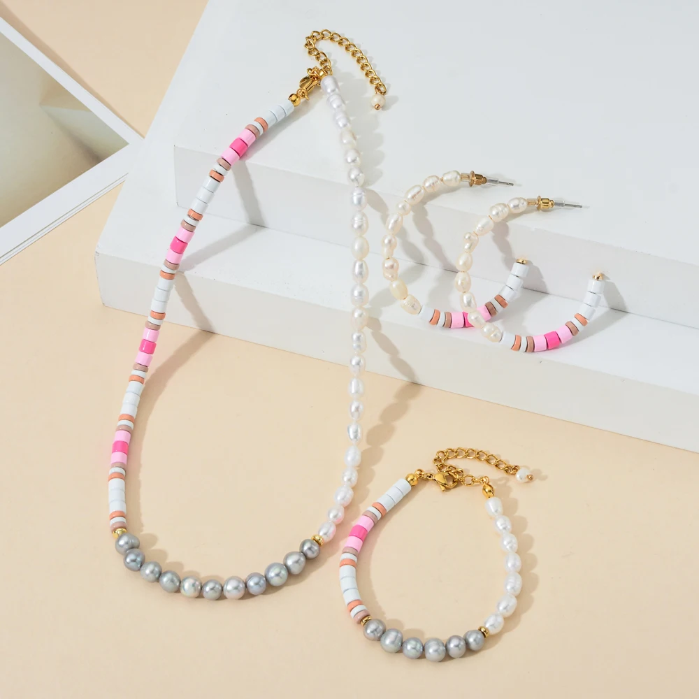 Boho Handmade Choker Natural Freshwater Pearl Necklace Women Beaded