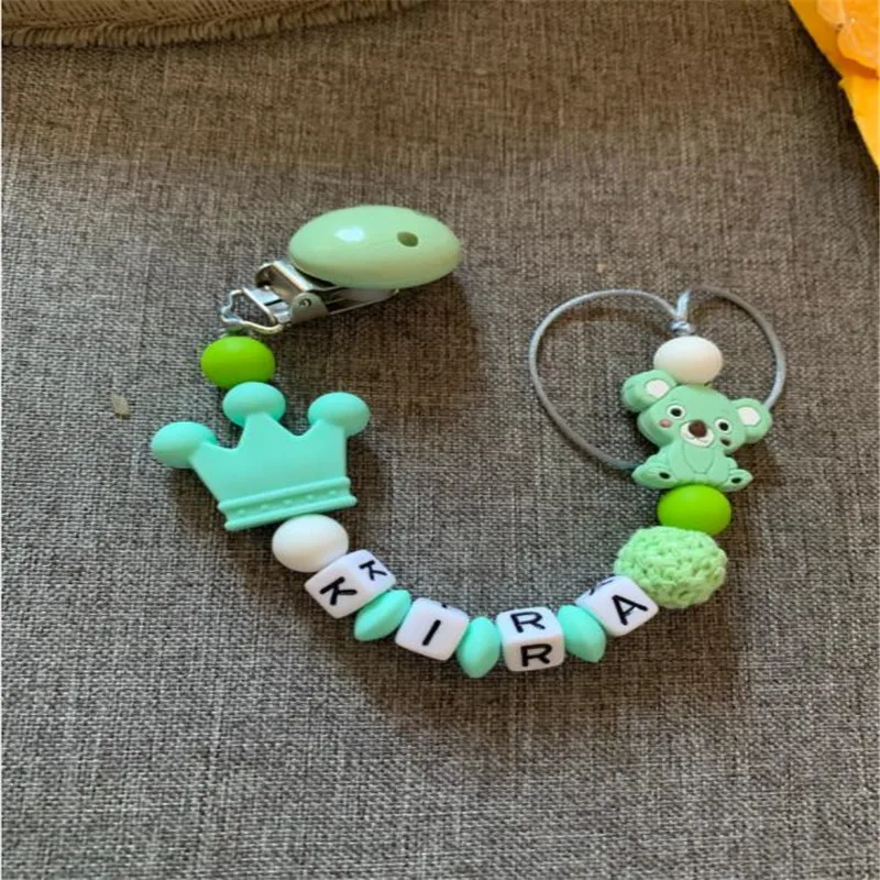 Personalized Name Baby Pacifier Clips Koala Pacifier Chain Holder for Baby Teething Soother Chew Toy Dummy Clips images - 6