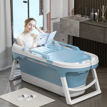 

Folding Bathtub Adult Children Swimming Pool Large Plastic Freestanding Bathtub Portable Baby Bath Bucket for Adult with Cover