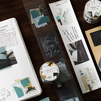 

JIANWU 45mm*3m Jumping Note Series PET Tape Retro Simple Basic Journal Collage Decoration Material Tape School Supplies