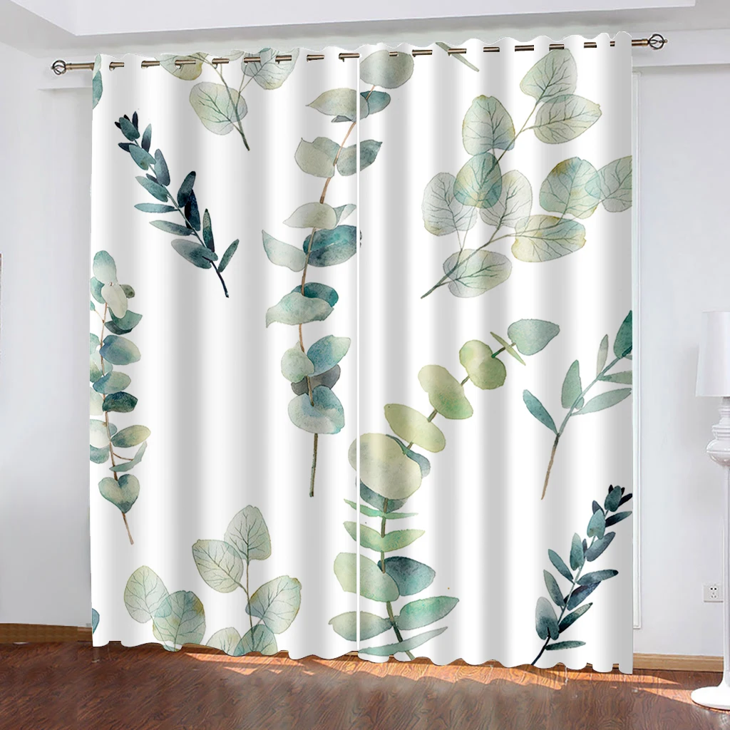

3D Digital Printing Floral Plant Pattern Woven Curtains for Bedroom Left and Right Biparting Open Home Modern Blackout Curtains