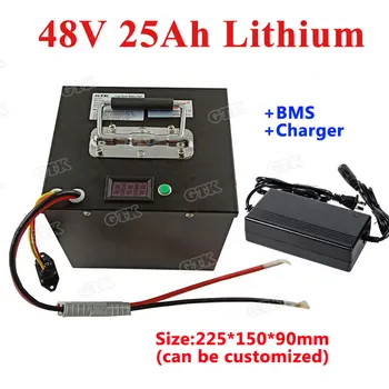 

GTK 48V 25Ah lithium li ion battery pack built-in BMS rechargeable for 1500w bike bicycle e scooter Rickshaw EV+3A charger