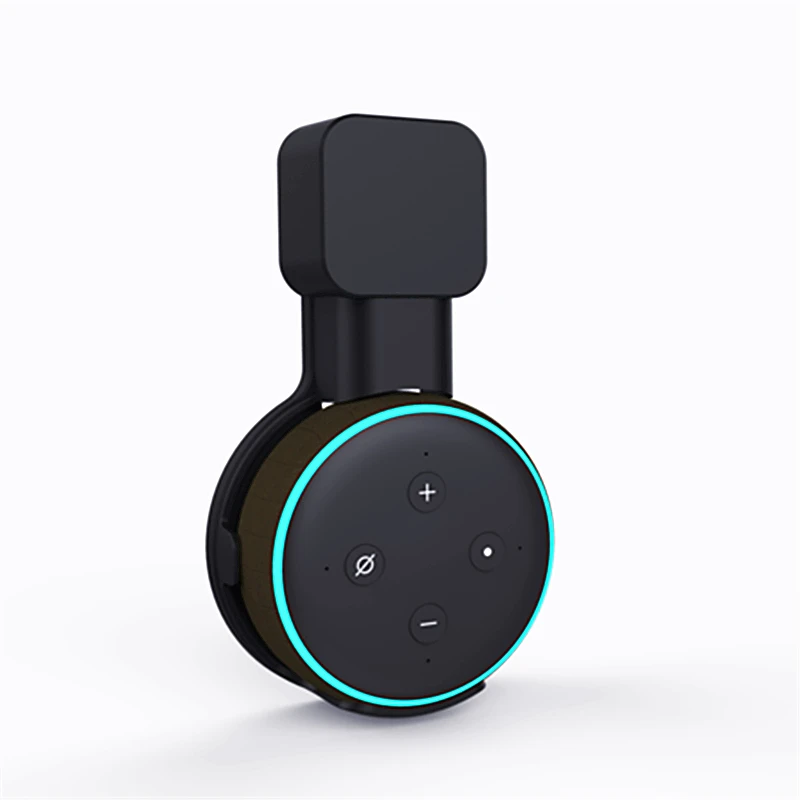 Настенный держатель Bovitar на выходе для Echo Dot 3, компактный стенд для динамиков умного дома с разъемом шнура - Цвет: Черный