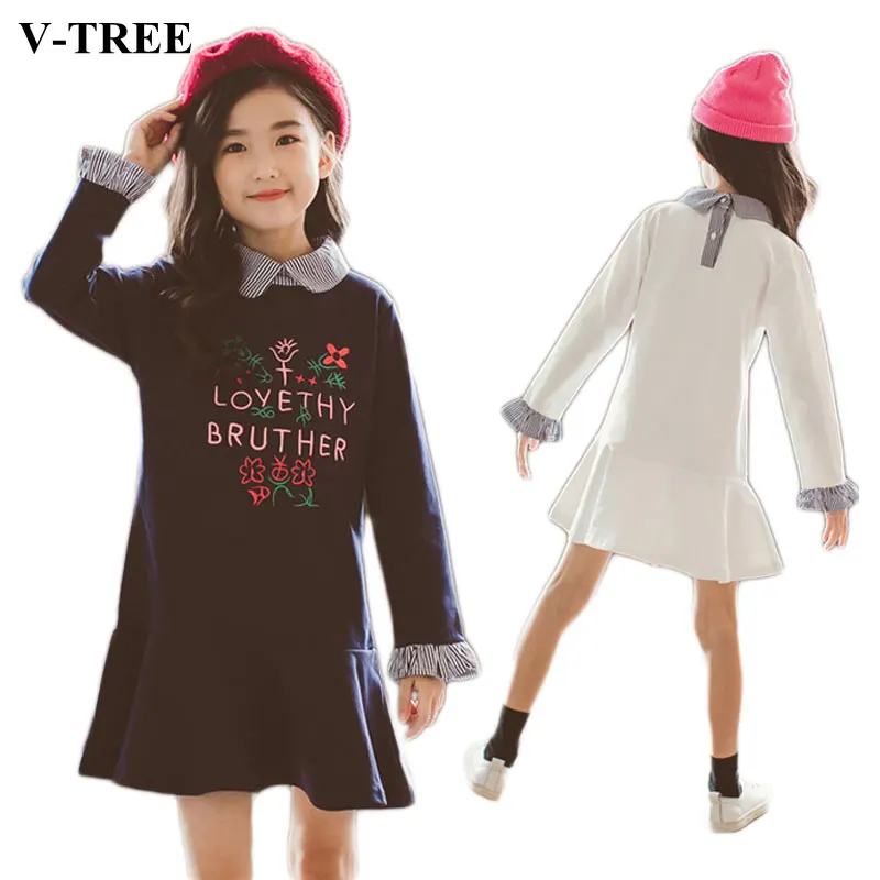 

Spring Autumn Girls Dress Long Sleeve Kids Dresses For Girls School Uniform Children Princess Dress 3-12T Teenager Costume