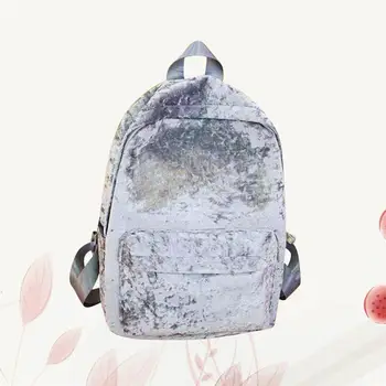 

1pc Fashion Backpack Women Woolen Bag Casual Travel Bag Outdoor Shopping Bag for Girls Students Grey