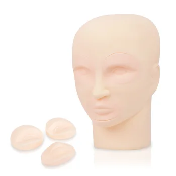 

Soft Massage Mannequin Head Flat Eye Facial Eyelash Extension Makeup Practice Training Head Model Professional Training Tool