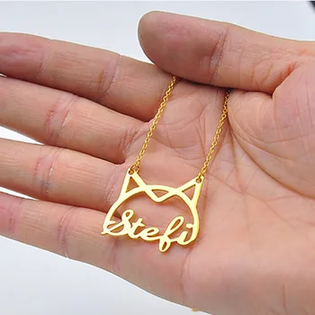 

Customized Cat Charm Pendant Name Necklace Personalized BFF Silver Gold Rose Choker Necklace Women Men Bridesmaid Gift Ketting