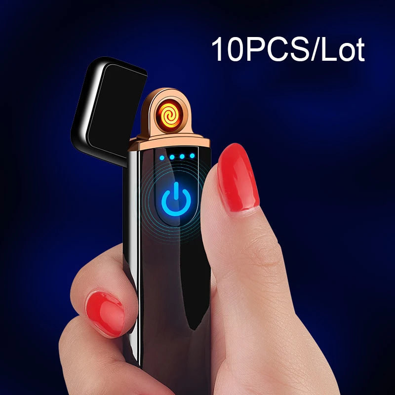 

10PCS/Lot USB mini Cigarette electric lighter no Gas Plasma Touch-senstive For Smoking Hookah Electronic Cigarettes lighters