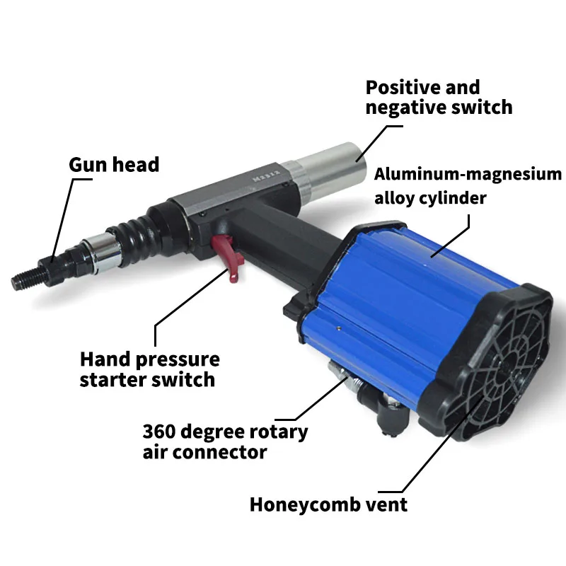 Automatic pneumatic riveting nut gun M2312 suitable for all kinds of nuts of M3~M12