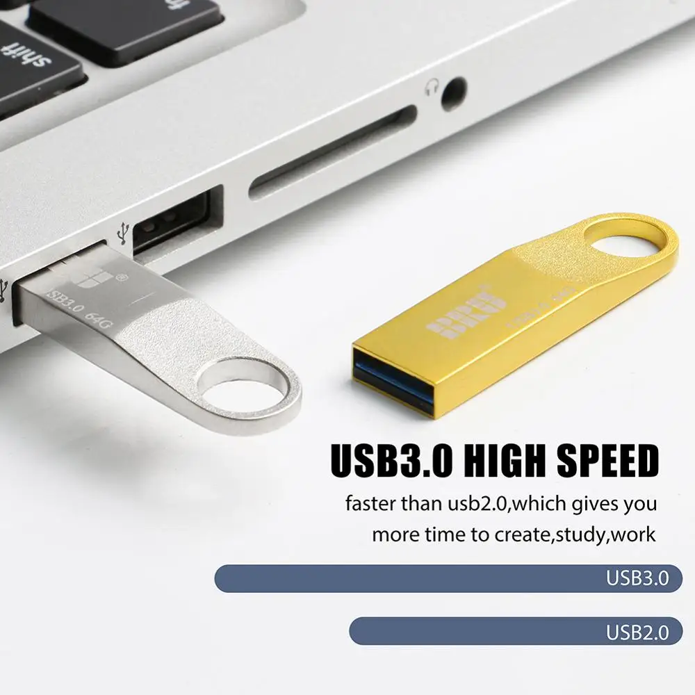 USB Flash Drive Flash Drive BRU USB Flash Drive 16gb 32gb 64gb 128gb 256gb USB3.0 Flash Stick High Speed Waterproof Pen Drive Metal Pendrive OEM