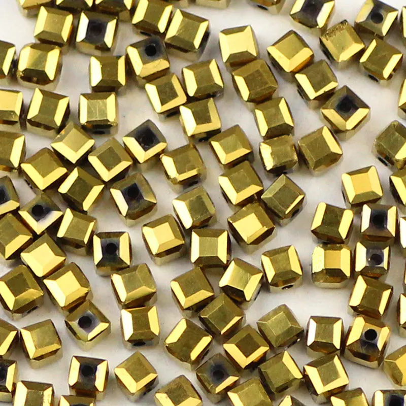 Gold PEOOPLE покрытие AB 100 шт./лот 3 мм квадратный ручной работы DIY австрийский кристалл стеклянные свободные разделительные бусины для изготовления ювелирных изделий Аксессуары - Цвет: Gold