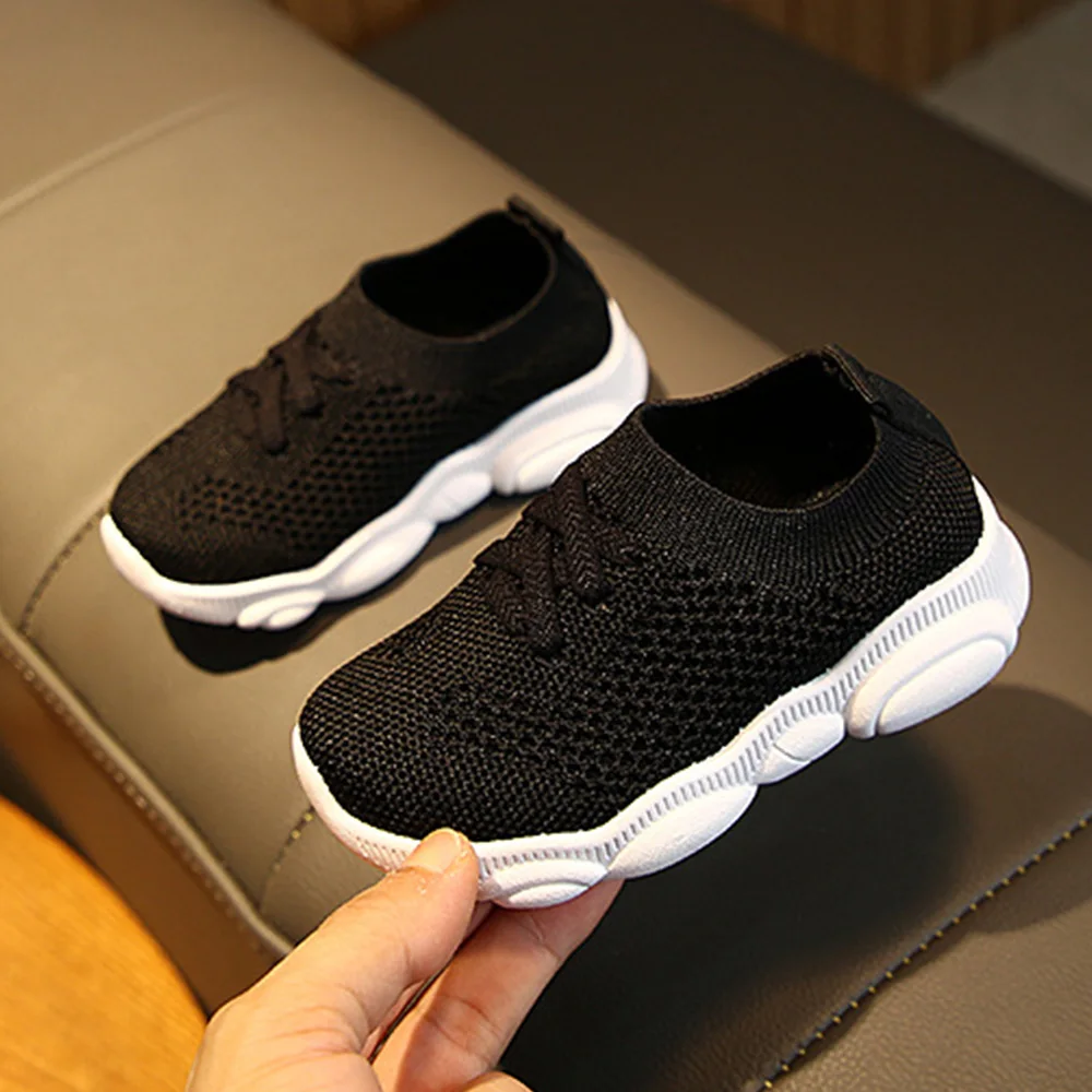 

New Baby Sneakers 2019 Fashion Children Flat Shoes Infant Kids Baby Girls Boys Solid Stretch Mesh Sport Run Sneakers Shoes
