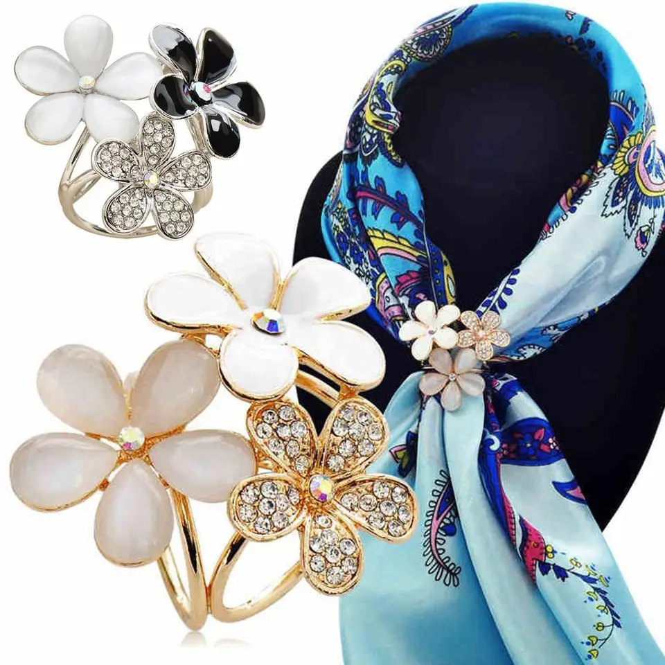 ZHSH Rhinestone Flower Brooch Pin For Women – Gold Bauhinia Design, Scarf Buckle & Bouquet Jewelry - View #9