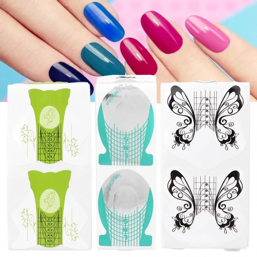 

100pcs Nail Manicure Form Holder Nail Art Tip Extension Guide Sticker Manicure Tools n