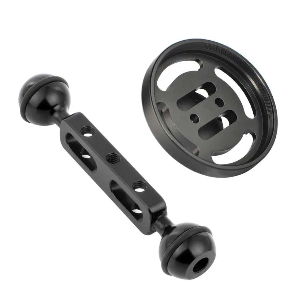 Aluminum 67mm Lens Mount Holder for Macro/Wide Angle Lens with 20cm/13cm Extension Diving Floating Light Arm Underwater SLR Part