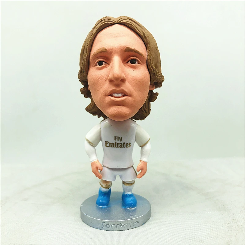 Soccerwe-Muñeca de fútbol, 6,5 cm de altura, L. Figuras Modric 2020, Kit blanco, juguete para regalo