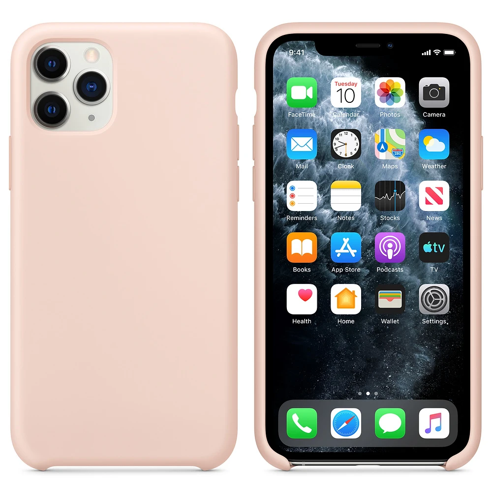 Подлинный силиконовый чехол для IPhone 11 Pro Max чехол с логотипом xs max xr 8 76s plus чехол s силикагель [Приложение Официальный чехол для кожи] - Color: Pink Sand