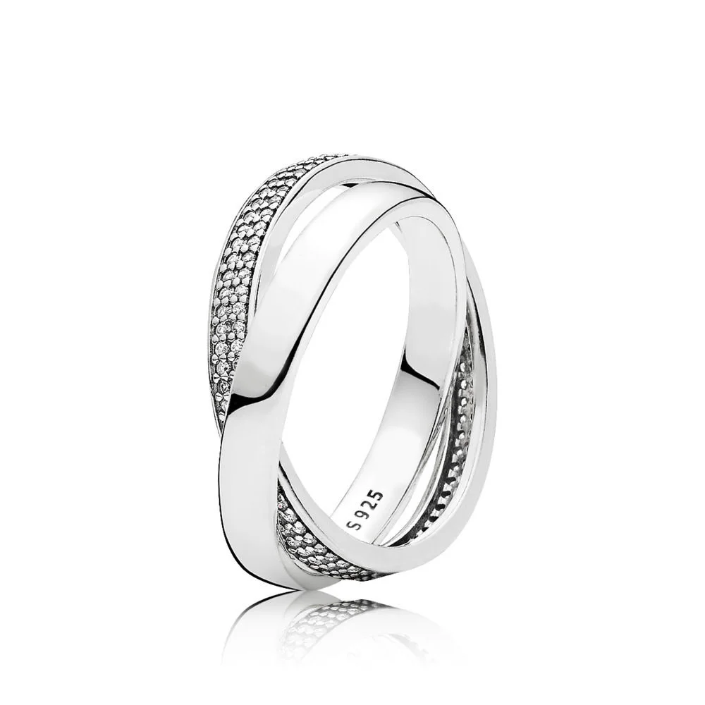 6 стилей, женские 925 пробы, серебряные кольца, ювелирное изделие, логотип, подпись, с кристаллом, Pan, сердце, кулон, кольцо для женщин, ювелирное изделие - Цвет основного камня: R166