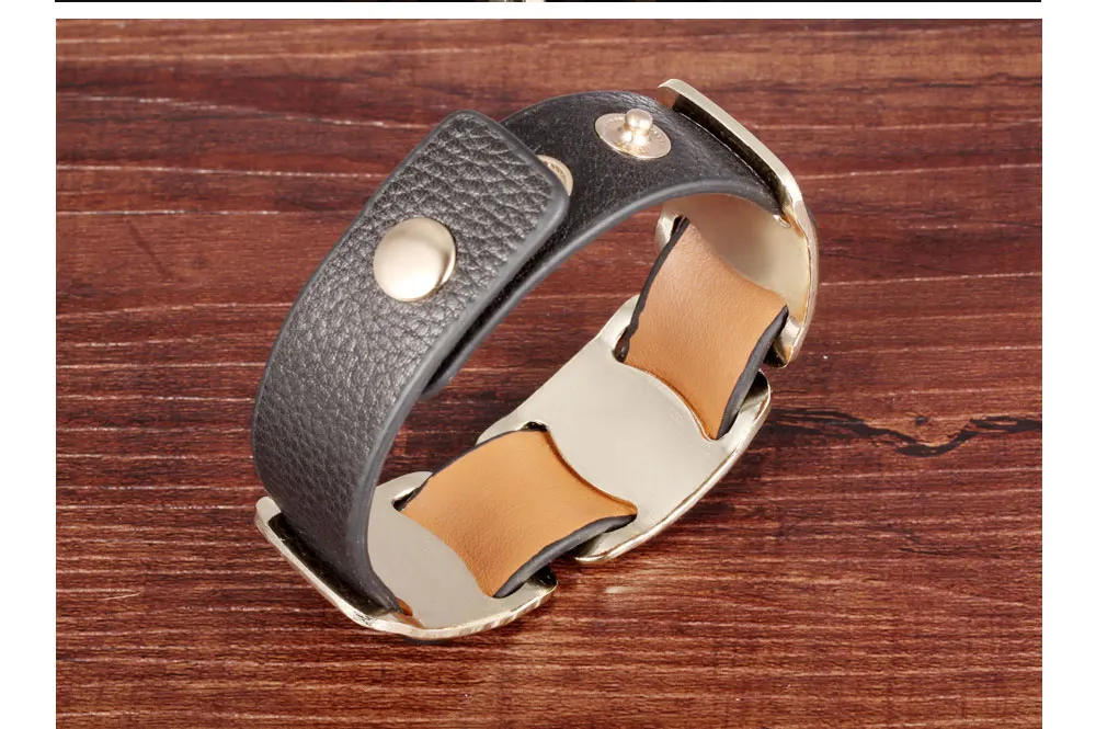 BOBOTUU Design Leather Wrap Bracelets Bangle For Women Black/Orange/Leopard Print Color Leather Bracelet Jewelry BOPH1004